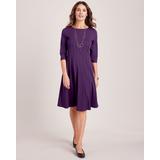 Blair Women's Three-Quarter Sleeve Knit Dress - Purple - 3XL - Womens