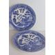 "Vintage Blue Willow Dinner Plates (Japan) X2 Size 9-3/8\""