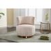 Velvet Swivel Barrel Chair, 360 Degree Swivel Cuddle Barrel Accent Sofa Chairs, Round Armchairs with Wide Upholstered, Beige