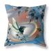 28" X 28" Blue and Gray Bird Blown Seam Floral Indoor Outdoor Throw Pillow