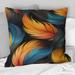 Designart "Orange And Teal Feather Avian Elegance I" Animal Print Printed Throw Pillow