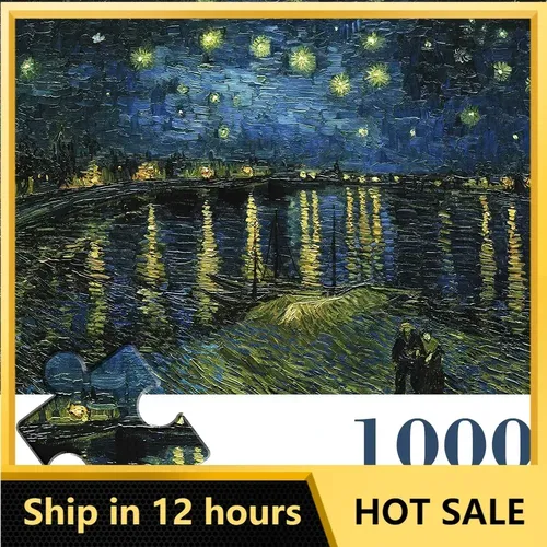 MaxRenard 50*70cm Puzzles 1000 Stück für Erwachsene Spiele Geschenke Van Gogh Sternennacht Über Der