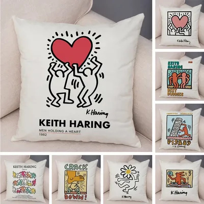 Nordic Stil Plüsch Dekokissen Fall Abstrakte Keith Kunstwerk Kissenbezug für Sofa Hause Auto Dekor Image