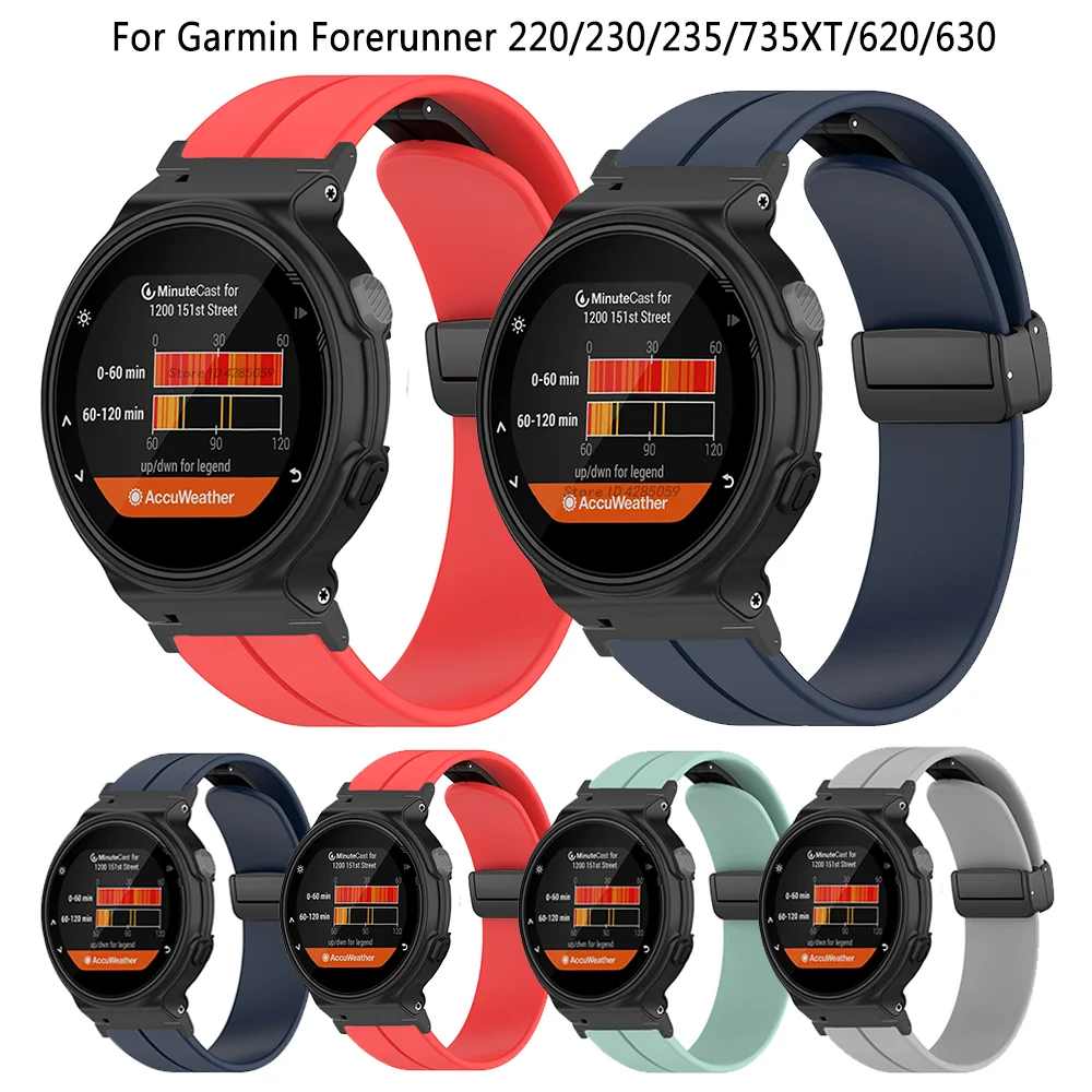 Faltschließe Silikonarmband für Garmin Forerunner 220/230/235/735XT/620/630 Smart Watch Armband Ersatzzubehör Image