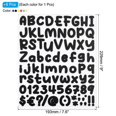 Alphabet Letters Numbers Stickers Set, Self Adhesive Decal, Colorful