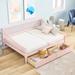 Full Size Wood Daybed with 2 Storage Drawers & Support Legs, Pink