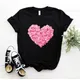 Rosa Herz Blumen druck T-Shirt für Frauen lässig lustiges T-Shirt 90er Jahre Dame Yong Mädchen