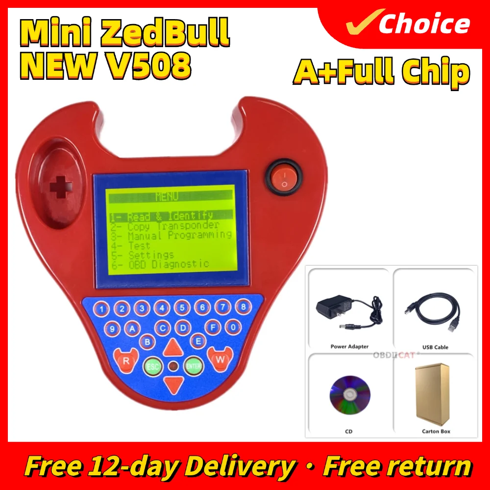 Smart super mini zedbull v508 zed-bull transponder schlüssel programmierer mini zed bull schwarz oder rot farb schlüssel programmierer Image