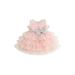 Suanret Kids Girls Ball Gown Dress Sleeveless Bow Mesh Tulle Tutu Dresses Formal Party Birthday Wedding Dress Light Pink 2-3 Years