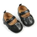 Flower Leather Shoes for Baby Girl Soft Sole Non-Slip Princess Wedding Dress Shoes Toddler Crib Shoes (Black)