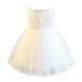 safuny Girls s Party Wedding Dress Clearance Floral Lace Splicing Princess Dress Round Neck Mesh Tiered Ruffle Hem Vintage Holiday Flying Sleeve Lovely Comfy Fit White 2T-7T