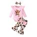 Toddler Girl Outfits Long Sleeve Cartoon Print Tops And Pants Headbands 3Pcs Outfits Clothes Set Clothes Toddler Boy Fall Outfits Red 3 Months-6 Months