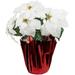 14.5 White Artificial Christmas Poinsettia with Red Wrapped Base