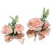 Rose Buds Rhinestone Jewelry Wrist Corsage Boutonniere Set For Suit Bow DÃ©cor For Party Wedding (Blush )
