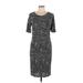 Lularoe Casual Dress - Sheath Scoop Neck Short sleeves: Gray Dresses - Women's Size Large