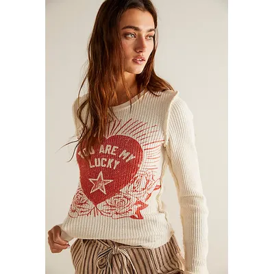 We The Free Lucky Locket Tee at Free People in Ivory, Size: Medium