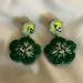 J. Crew Jewelry | J.Crew Green Flower Statement Earrings | Color: Green | Size: Os