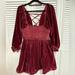 Free People Dresses | Free People Velvet Babydoll Style Dress | Color: Red | Size: M