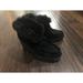 Coach Shoes | Coach Black Suede Rabbit Fur Trim Lace Up Kataya Wedge Booties 8 Q012 Boots See | Color: Black | Size: 8