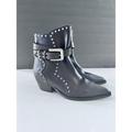 Free People Shoes | Free People Billy Western Black Leather Boots Size 40 | Color: Black | Size: 40