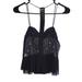 Free People Tops | Free People Cropped Tank Top Flowy Lace Spaghetti Strap Sheer Black Womens Small | Color: Black | Size: S