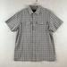 Michael Kors Shirts | Michael Kors Men Large Shirt Gray White Plaid Short Sleeve Button Up Linen Blend | Color: Gray/White | Size: L