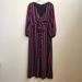 Madewell Dresses | Madewell Dress Womens No Size Tag Maxi Burgundy Navy 3/4 Sleeve Front Tie Lined | Color: Blue/Red | Size: L