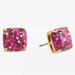 Kate Spade Jewelry | Kate Spade Pink Glitter Crystal Square Stud Earrings - Nwt | Color: Pink | Size: Os
