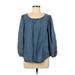 LC Lauren Conrad Long Sleeve Blouse: Blue Tops - Women's Size Medium