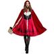 Women's Red Riding Hood Adult Carnival Costume: Long Dress and Cape with Hood Performance Outfit Halloween Fancy Dress Festive Party Dress Fairy Tale Cosplay Fancy Dress Outfits Clothing (Red, S)