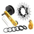 Bike Chain Tensioner, Chain Guide Cycling Tool Replacement Accessories Single Speed Chain Converter for Mountain Bike, 19T Gold