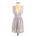 Oh My Love London Cocktail Dress - Popover: Gray Solid Dresses - Women's Size Small