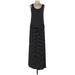 Cupio Casual Dress - A-Line Scoop Neck Sleeveless: Black Stripes Dresses - Women's Size Large