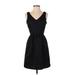 Everly Casual Dress - Mini V-Neck Sleeveless: Black Print Dresses - Women's Size Small