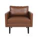 Club Chair - Ebern Designs Venya 34.75" Wide Club Chair Faux Leather/Leather in Brown | 33.75 H x 34.75 W x 30 D in | Wayfair