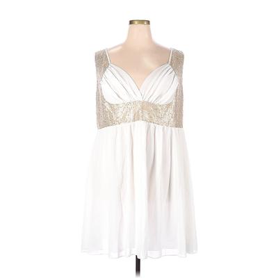 Rosegal Cocktail Dress - A-Line V Neck Sleeveless: Ivory Print Dresses - New - Women's Size 4X