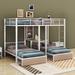 Isabelle & Max™ Alecia Full Over Twin & Twin Triple Bunk Bed w/ Drawers & Desks Metal in White | 70 H x 77.6 W x 96.9 D in | Wayfair