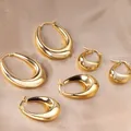 LUXUSTEEL-Boucles d'oreilles créoles ovales gothiques en or pour femme acier inoxydable cadeau de