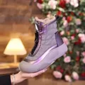 2023 nuove scarpe di peluche per le donne inverno piatto con stivali a botte corti da donna suola