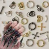 3D Nail Art Punk Cross Luxus Charms Silber Rhine stones Gothic Design Maniküre DIY Tipps Maniküre