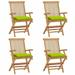 Dcenta Patio Chairs with Bright Green Cushions 4 pcs Solid Teak Wood