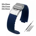 Schwarz blau silikon kautschuk armband für oris aquis serie 7330 7740 armband 22x12mm 24x11mm