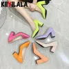 Bunte Pumpen frauen Schuhe 7cm Hohe Ferse Spitz Mode Klobigen High Heels Patent Leder Schuhe Weibliche Plus größe 49 50