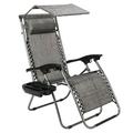 Infinity Zero Gravity Chair with Awning Outdoor Lounge Patio Chairs with Pillow and Utility Tray Adjustable Folding Recliner for Deck Patio Beach Yard Grey GUS3546