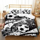 Soccer Comforter Sports Kids Comforter Set Ballgames 3pcs Printed Duvet Bedding Set 1 Duvet Cover with 2 Pillowcases Soft and Lightweight for All Seasons Q3