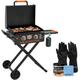 22 inch Blackstone Griddle with Hood and Grill Stand Foldable Outdoor Flat Top Grill Propane Portable Gas Grill for Camping and BBQ Grill with Blackstone Seasoning and Wholesalehome Gloves and Cloth