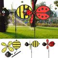Qisuw Bumble Bee / Ladybug Windmill Whirligig Wind Spinner Home Yard Garden Decor