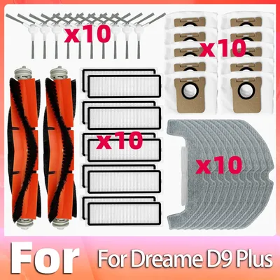 Kompatibel für Dreame D9 Plus Roboter-Staubsauger, Hauptseitenbürste, HEPA-Filter, Mopp-Pads, Image