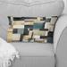 Designart "Taupe Geometric Blocks Harmony I" Geometric Printed Throw Pillow