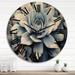 Designart "Blue White Cactus Minimal Collage I" Floral Oversized Wood Wall Clock